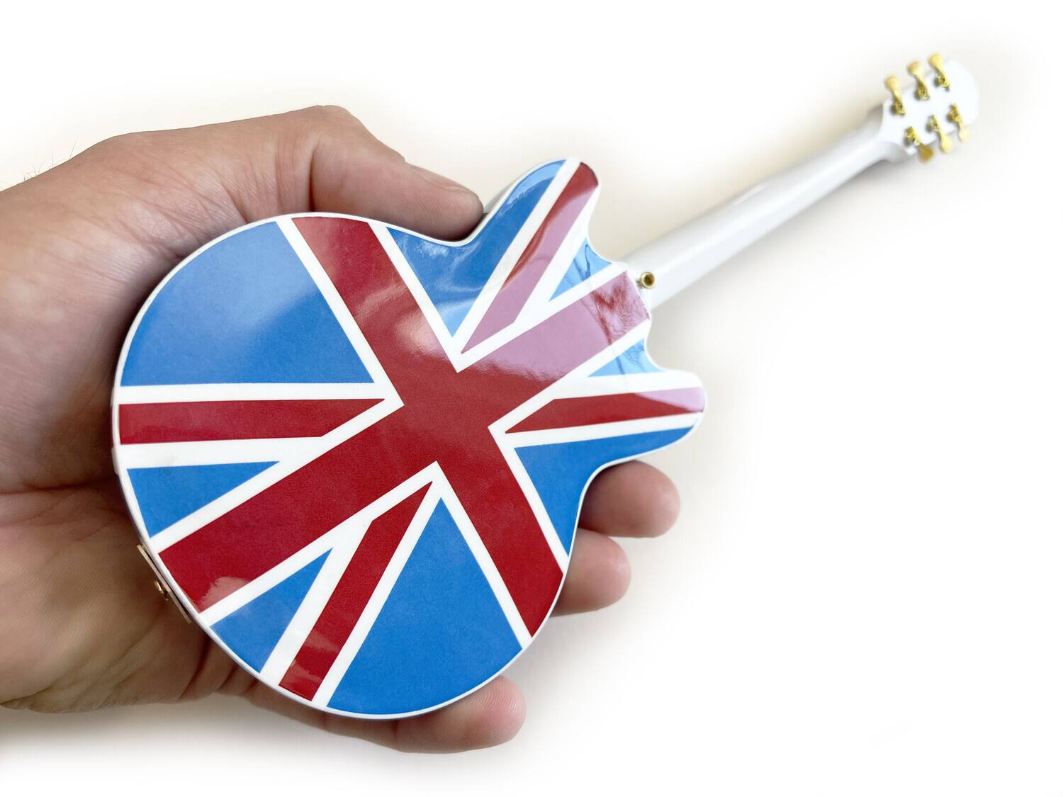Alt View 1. Axe Heaven - Oasis - Axe Heaven Epiphone "Union Jack Sheraton" Casino Mini Guitar Replica Collectible EG-812   - Collectibles - Multicolor.