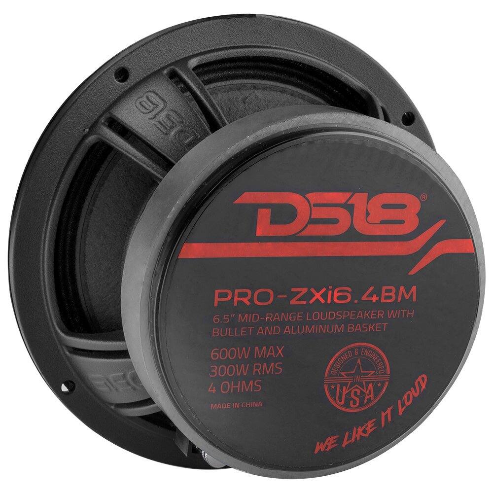 D5G D518  
PRO-ZXi6.4BM MID-RANGE LOUDSPEAKER WITH 6.5" BULLET AND ALUMINUM BASKET  
600W MAX & 300W RMS  
DESIGNED & ENGINEERED IN USA  
4 OHMS  
MADE IN CHINA  
WE LIKE IT LOUD
