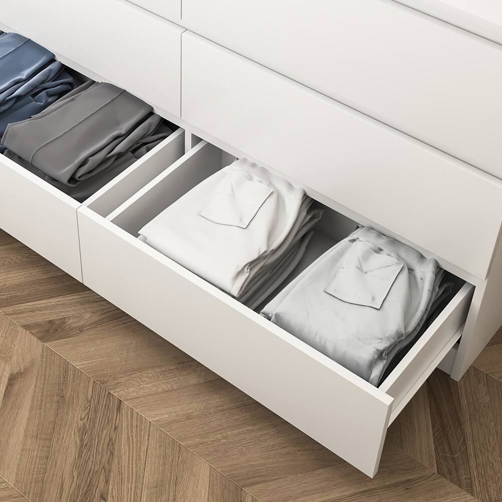 Alt View 7. Spaco - Modern 6 Drawer Dresser Table, Storage Cabinet, Minimalist Chest, TV Stand Vanity For Bedroom, Living Room - White.