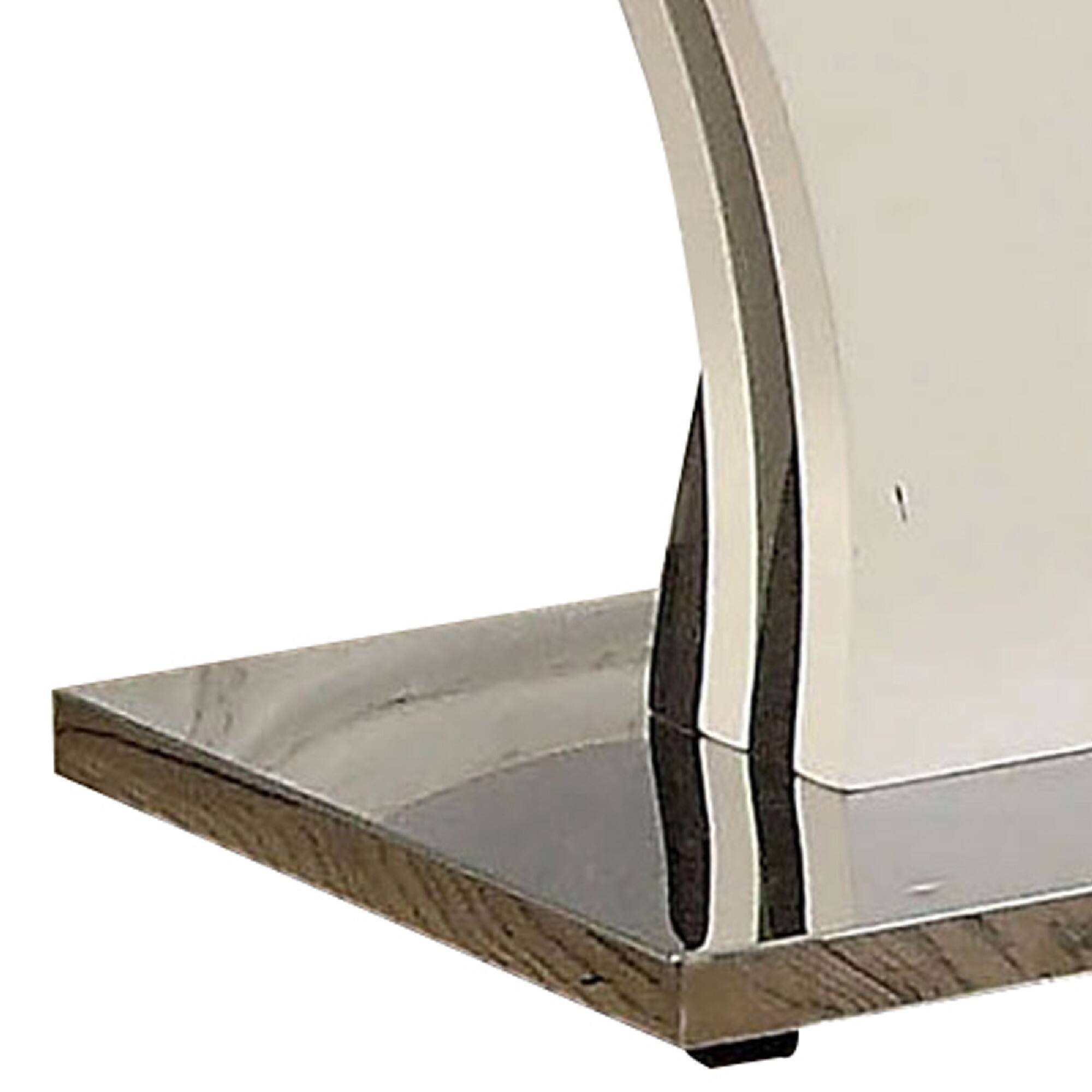 Alt View 1. Manhattan Lane - Modern Two Tone Flared Base End Table with Glass Top - White and Gray.