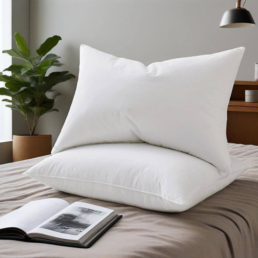 Front. Peace Nest - Peace Nest Set of 2 Premium Goose Feather Down Bed Pillows with 233TC Cotton Cover, Medium, Queen - Medium.