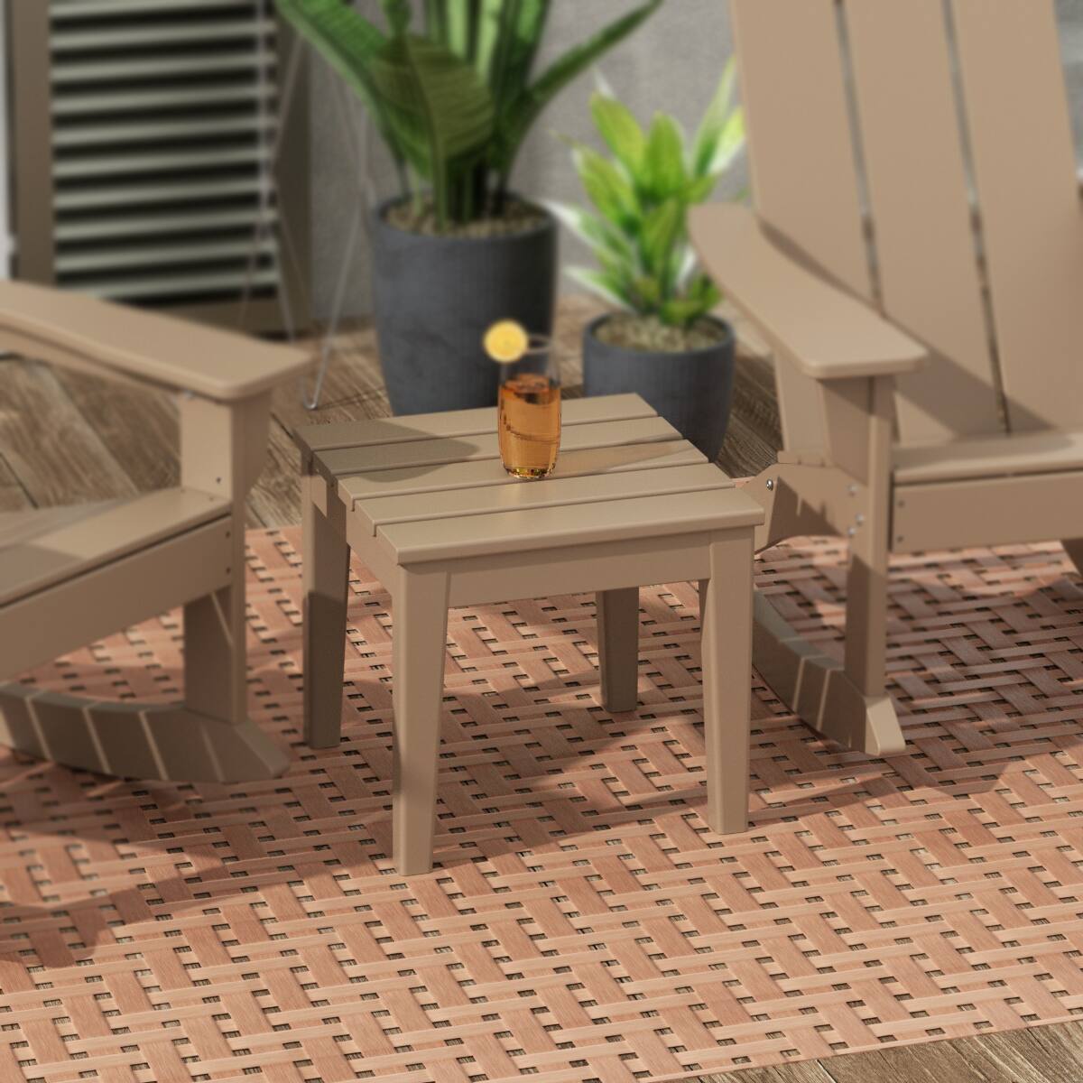 Angle. WestinTrends - WestinTrends Ashore Outdoor Patio Modern Adirondack Side Table - Weathered Wood.