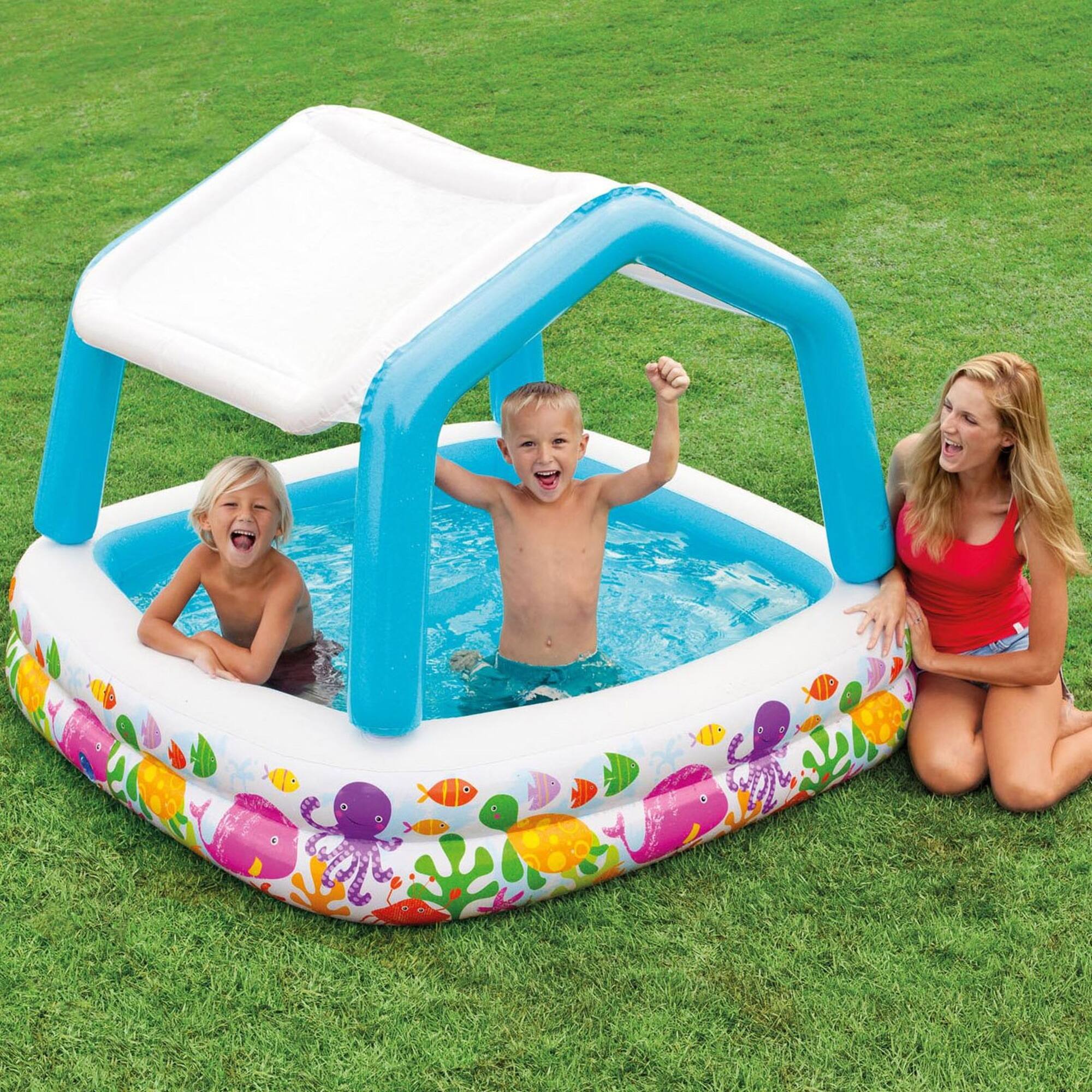 Alt View 10. Intex - Intex Ocean Scene Kiddie Pool With Shade Canopy & Ocean Play Kiddie Pool & Games.