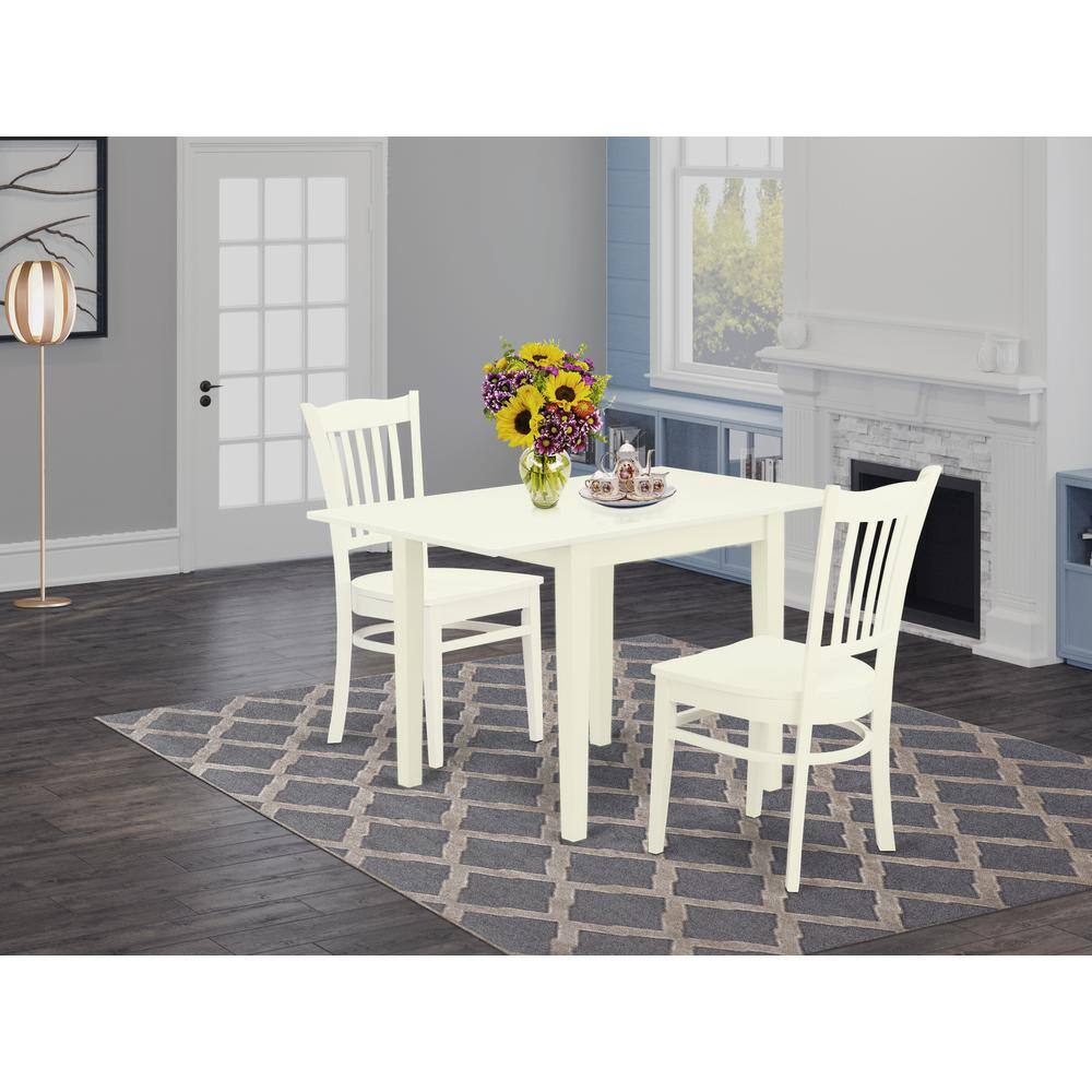 Angle. East West Furniture - Dining Room Set Linen White - Brown.