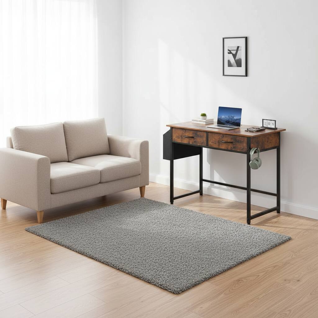 Alt View 5. AOITUN - 32 Inch Rustic Desk with Storage Bag & Hook, Small Computer Writing Table for Home Office, Dorm Room & Students. - brown.
