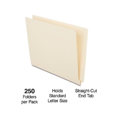 250 Folders per Pack  
Holds Standard Letter Size  
Straight-Cut End Tab
