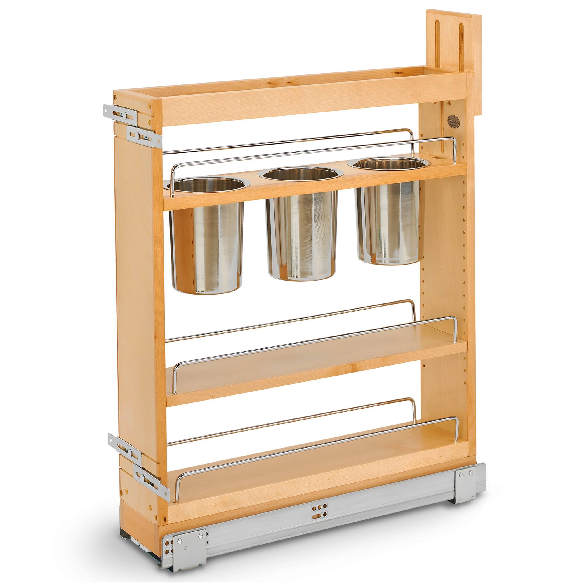 Front. Rev-A-Shelf - Rev-A-Shelf 5" Pullout Kitchen Organizer with Soft-close, 448UT-BCSC5C - Natural Maple.