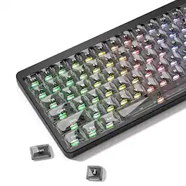 Womier - Dark Grey Low Profile keycap Set,PC Clear Keycaps for Cherry Gateron MX Switches Mechanical Keyboard - Gray