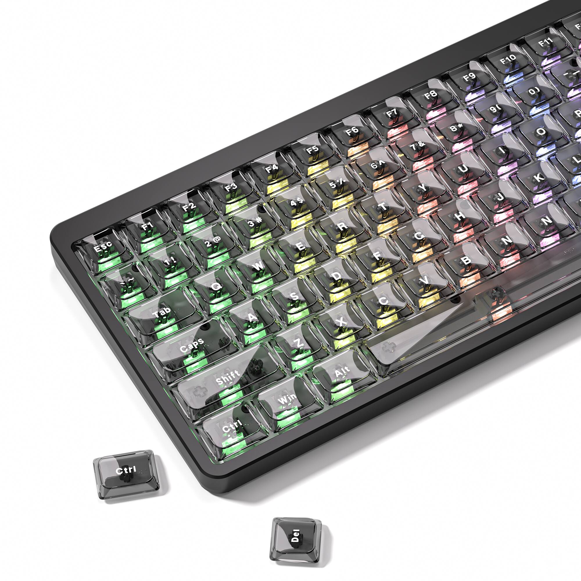 Womier - Dark Grey Low Profile keycap Set,PC Clear Keycaps for Cherry Gateron MX Switches Mechanical Keyboard - Gray