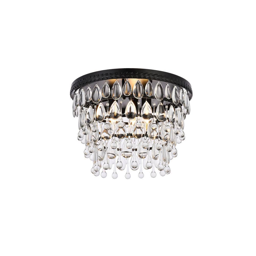 Alt View 4. Elegant Lighting - Nordic 3 lights black flush mount - Black And Clear.
