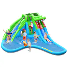 Costway - Inflatable Water Slide Kids Bounce Castle Splash Pool Blower Excluded - Multicolor