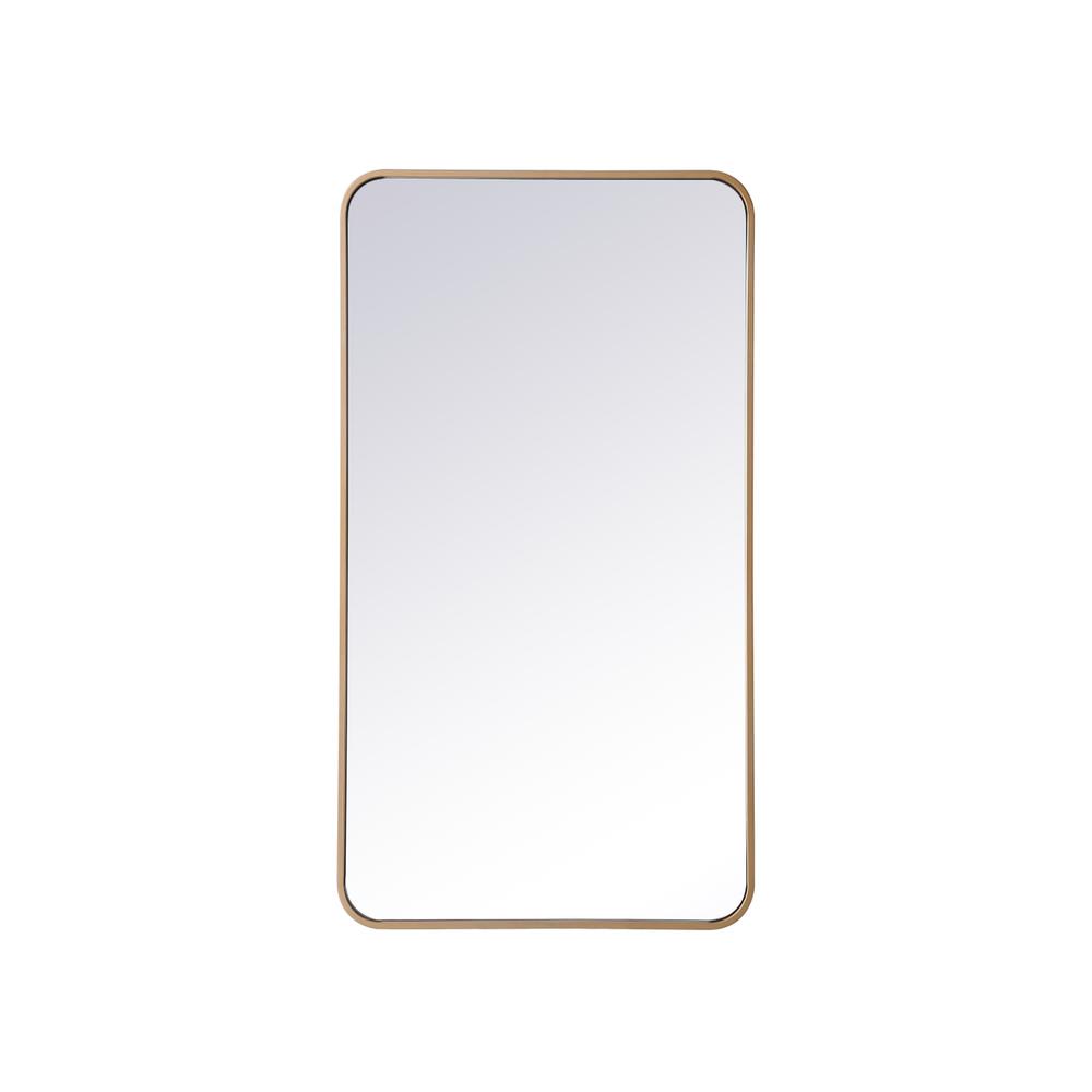 Back. Elegant Decor - Soft corner metal rectangular mirror 22x40 inch in Brass - Brass.