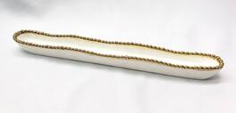 Jiallo - 14" Contemporary Gold Bead Olive Serving Dish – Modern Long Serving Tray with Beaded Rim - White