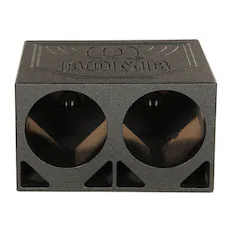 Front. QPower - QPower QBOMB10TB Dual 10 Inch Triangle Ported Subwoofer Box w/ Bedliner Spray - Charcoal Black.