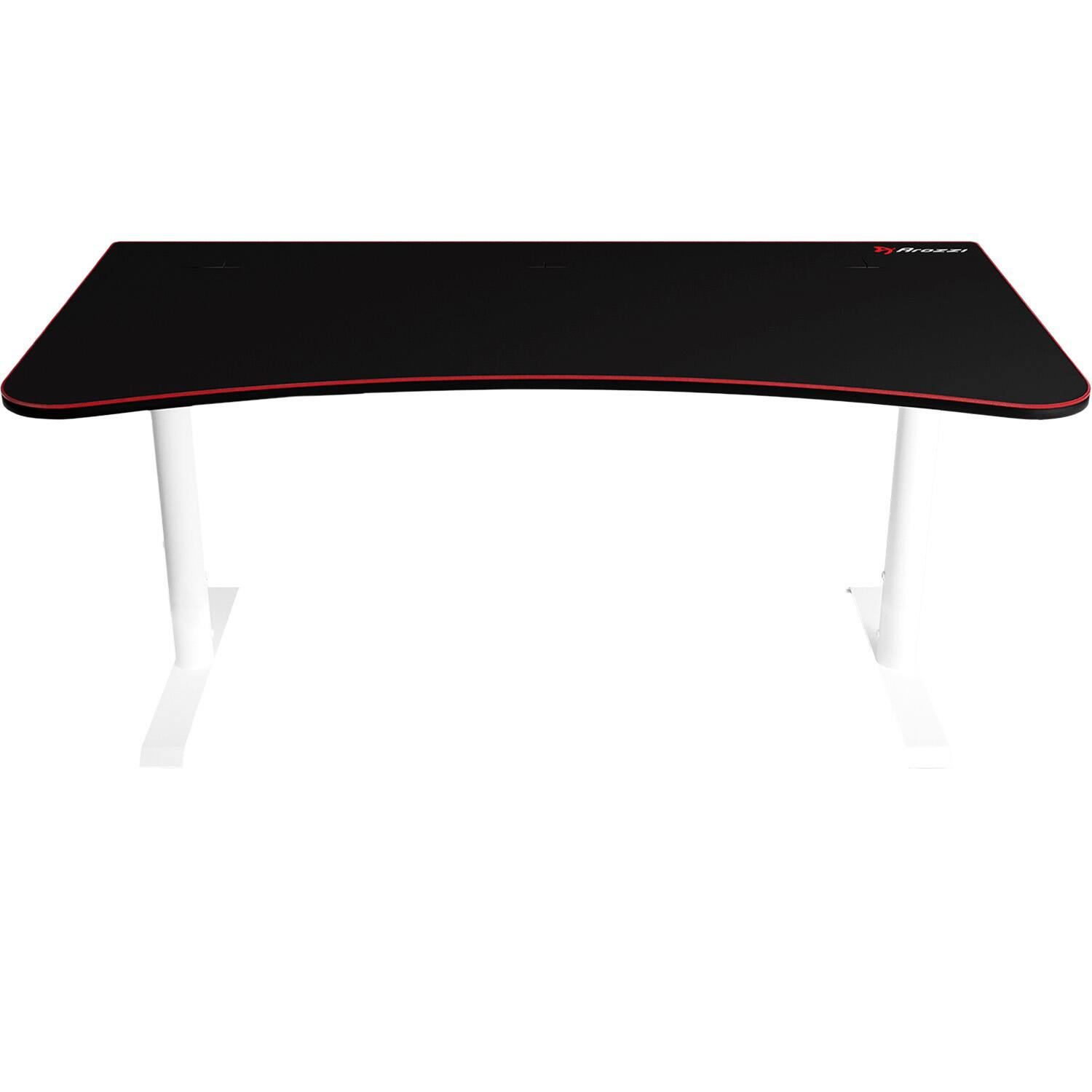 Alt View 11. Arozzi - Arena Ultrawide Curved Gaming Desk - White with Black/Red Accents.