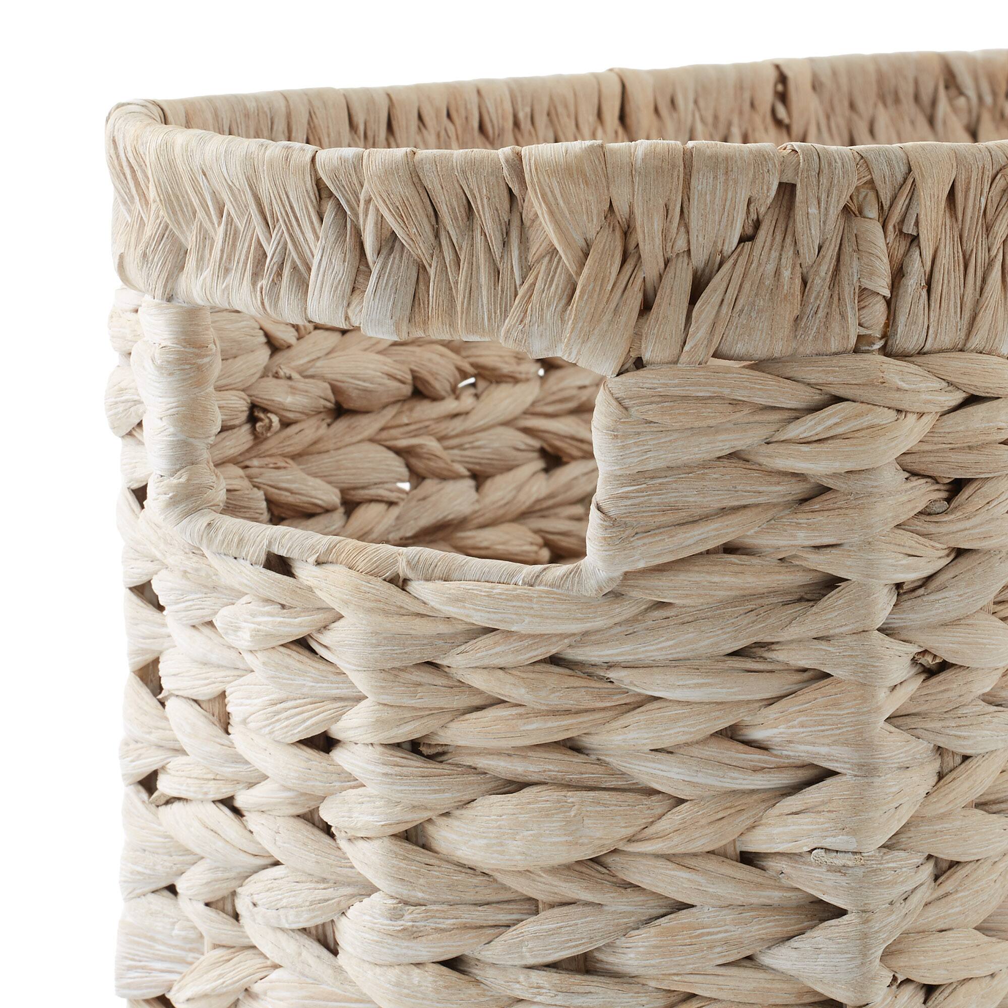 Alt View 4. Casafield - Magazine Holder Storage Basket Bin with Handles - Seagrass Hyacinth Woven Bins - Whitewash - Hyacinth.