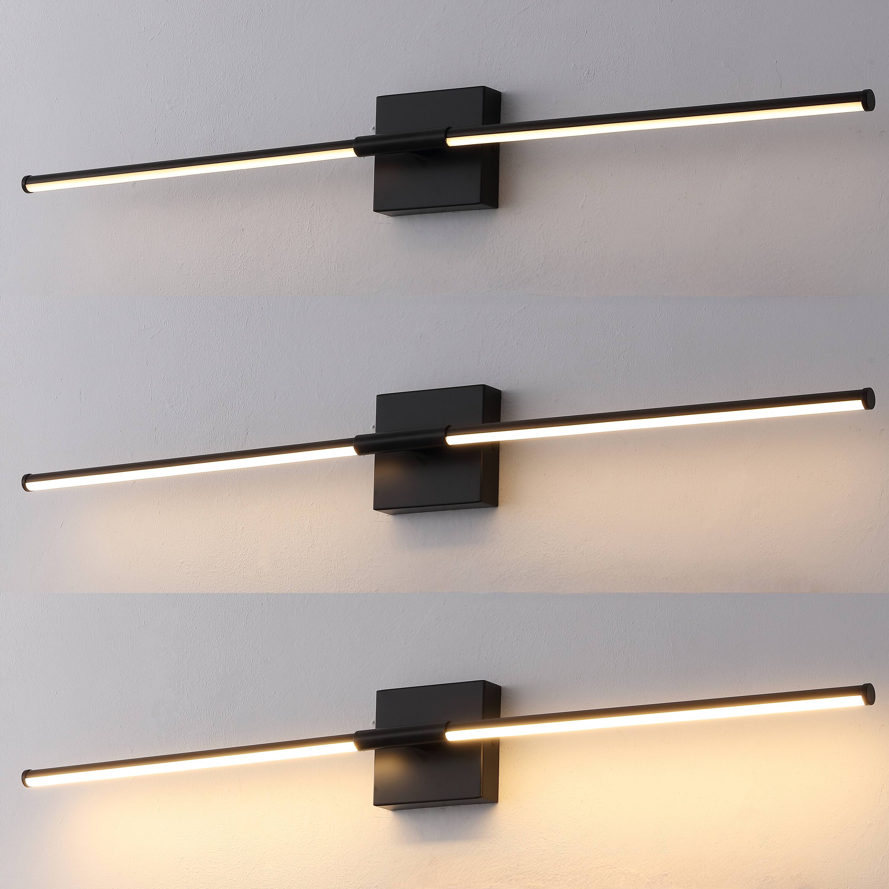 Alt View 8. Jonathan Y - McKenna 32" Modern Minimalist Dimmable Integrated LED Metal Wall Sconce, Black - Black.