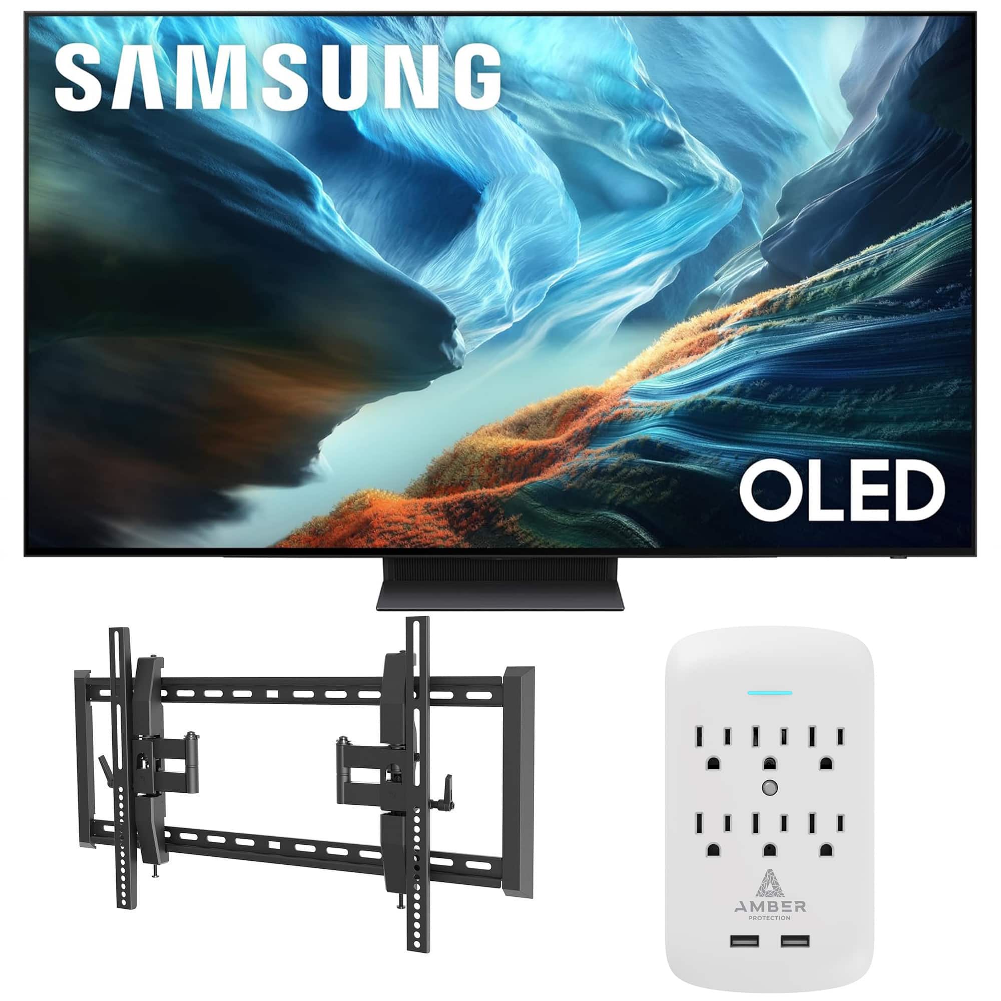 Samsung - QN65S90HAEX OLED TV with a Walts TILT-EXTENSION-37-90 Tilt Mount and Amber 6-OUTLET-SURGE Surge Protector (2026)