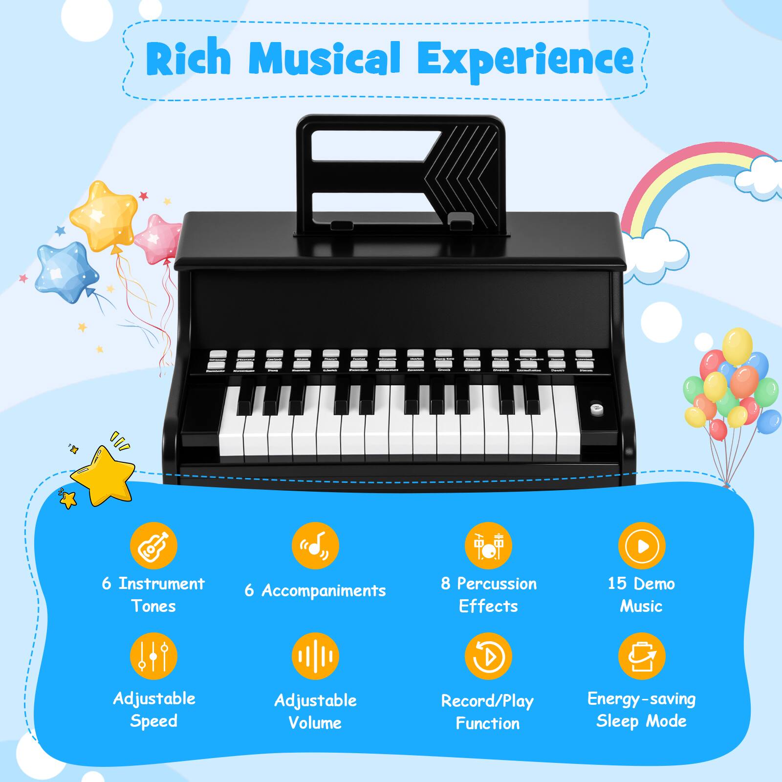 Gymax 25 Keys Digital Piano w/Music Stand Teaching Mode Lighted