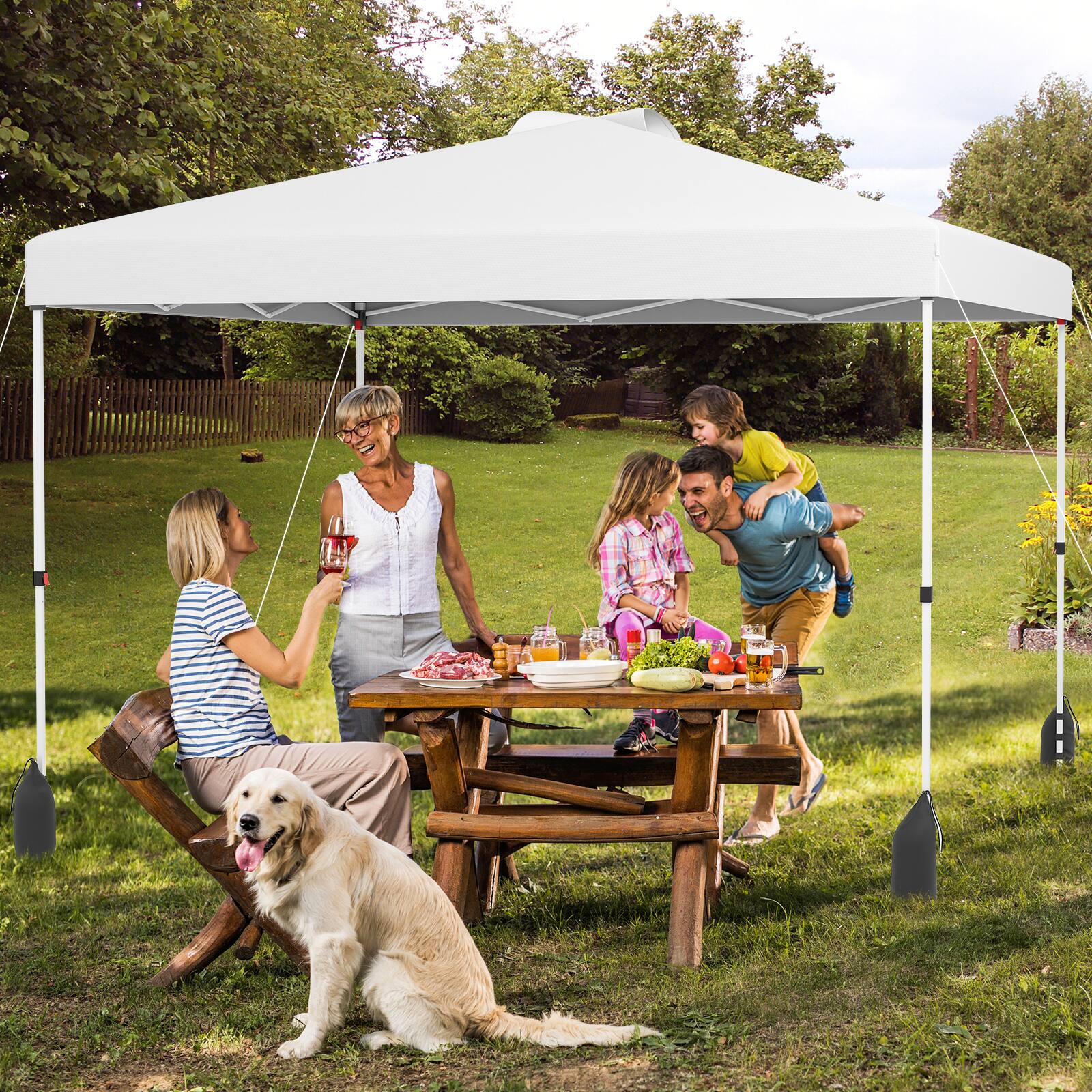 Alt View 1. Gymax - Gymax 10 X 10 FT Pop up Canopy Tent w/ 1 Sidewall Wheeled Bag 8 Stakes - White.