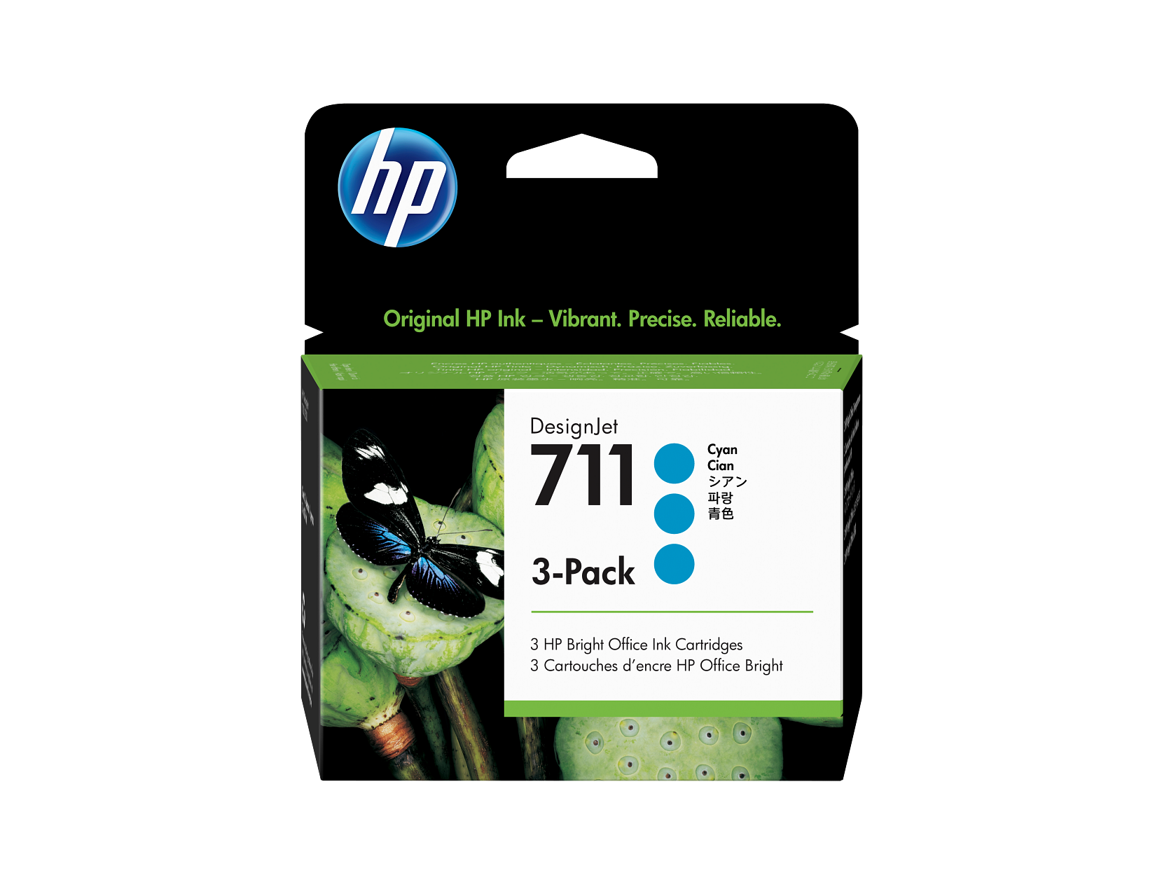 Original HP Ink - Vibrant. Precise. Reliable.

DesignJet 711 Cyan Cian  
3-Pack

3 HP Bright Office Ink Cartridges  
3 Cartouches d'encre HP Office Bright