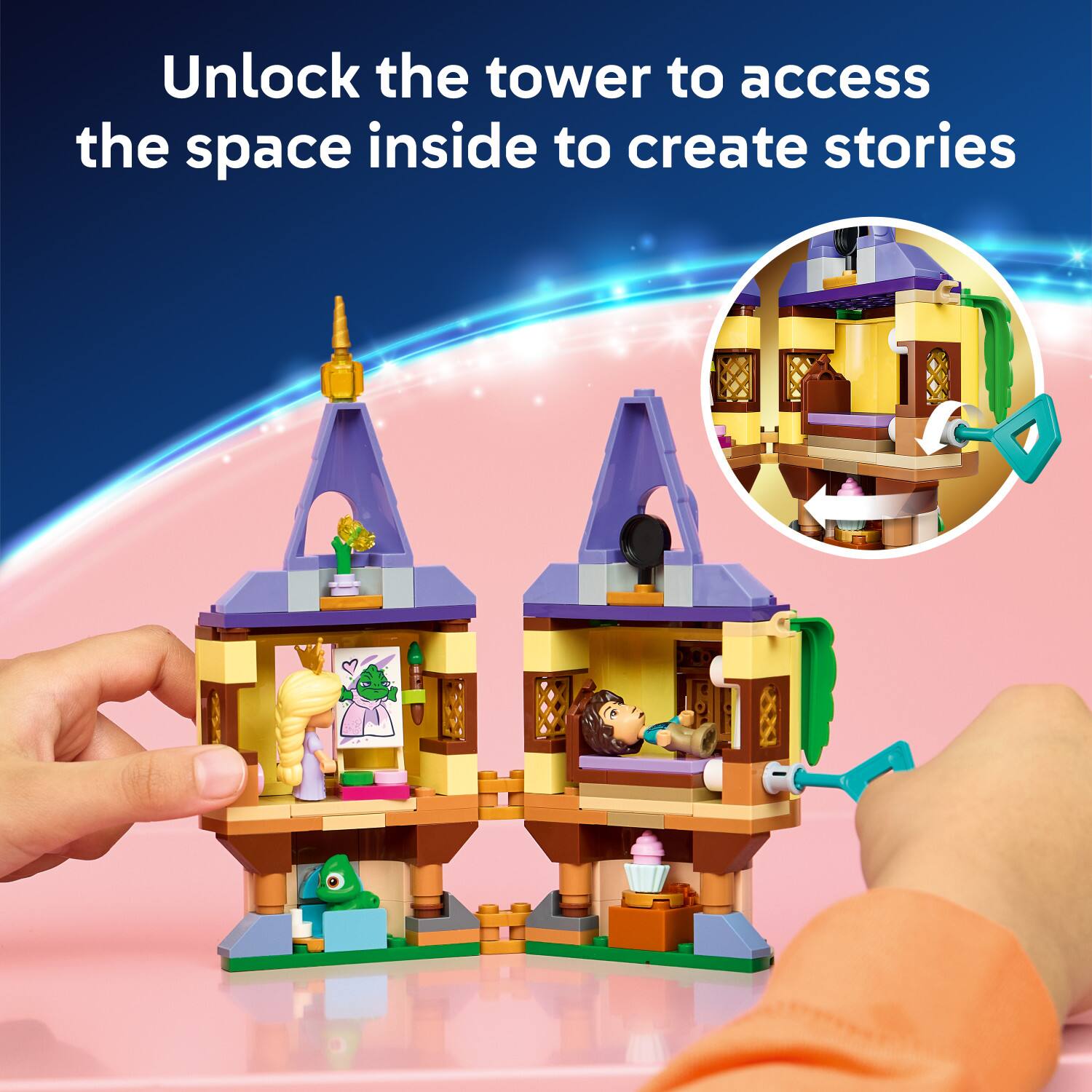 Unlock the tower to access the space inside to create stories
