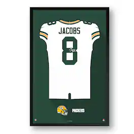 Sporticulture - Josh Jacobs Green Bay Packers 14" x 20" Framed Jersey Art Print - Multicolor