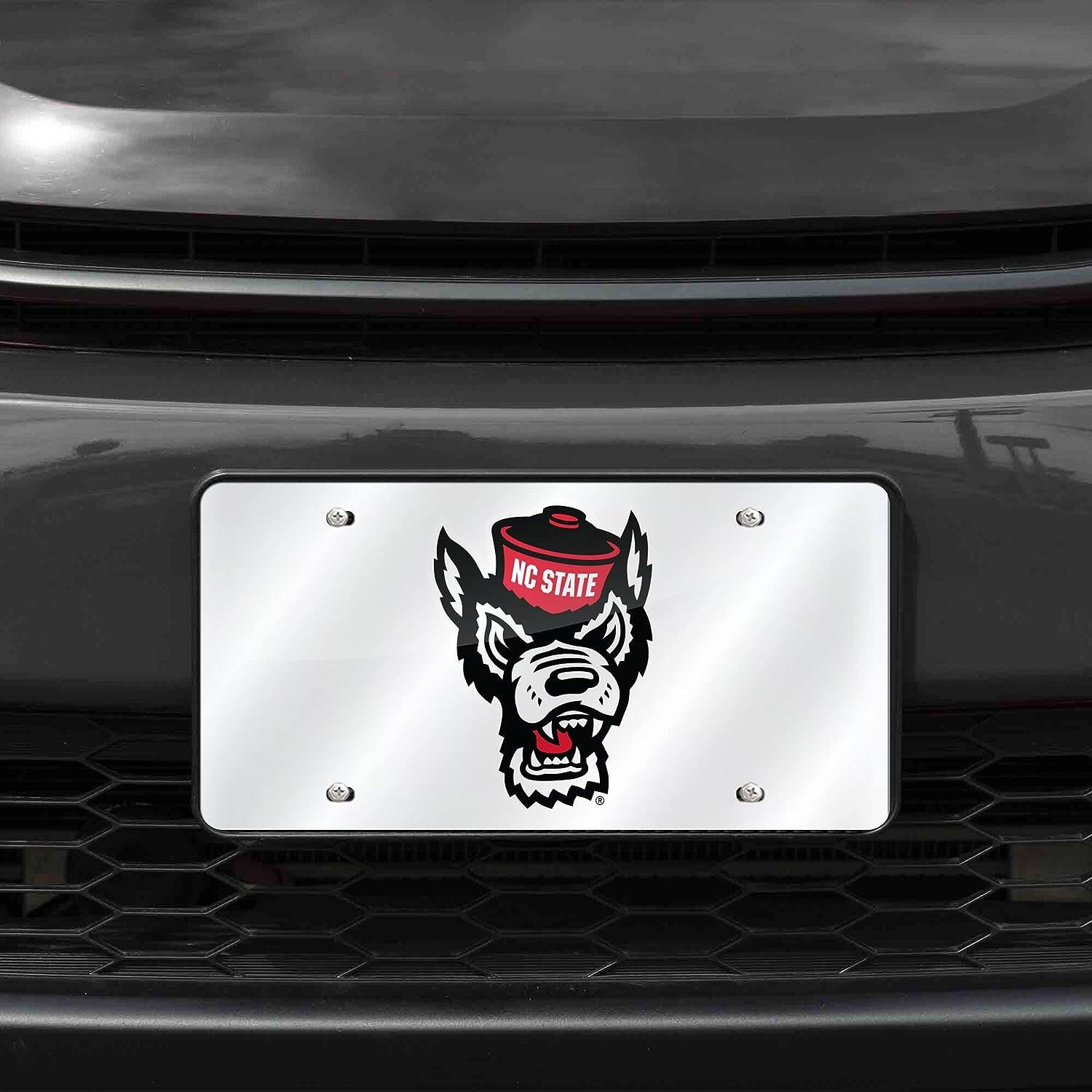 Alt View 1. Rico Industries - NC State Wolfpack Mirrored Laser Cut License Plate Laser Tag - Multi.