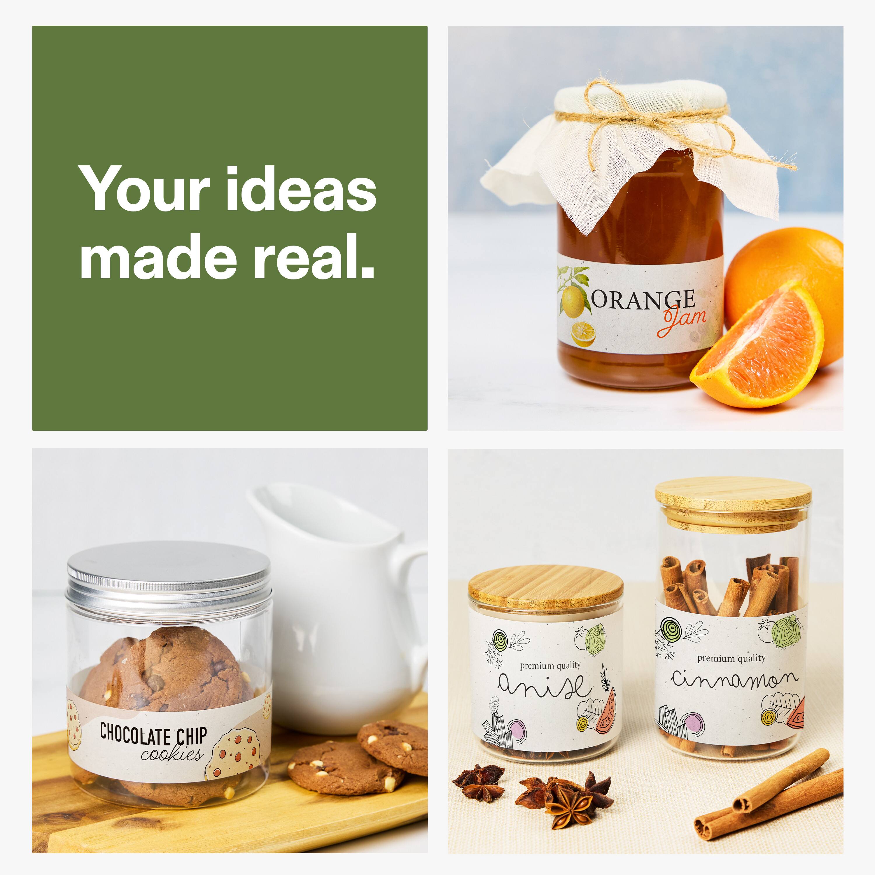 Your ideas made real.

ORANGE Jam

CHOCOLATE CHIP cookies

premium quality anise

premium quality cinnamon