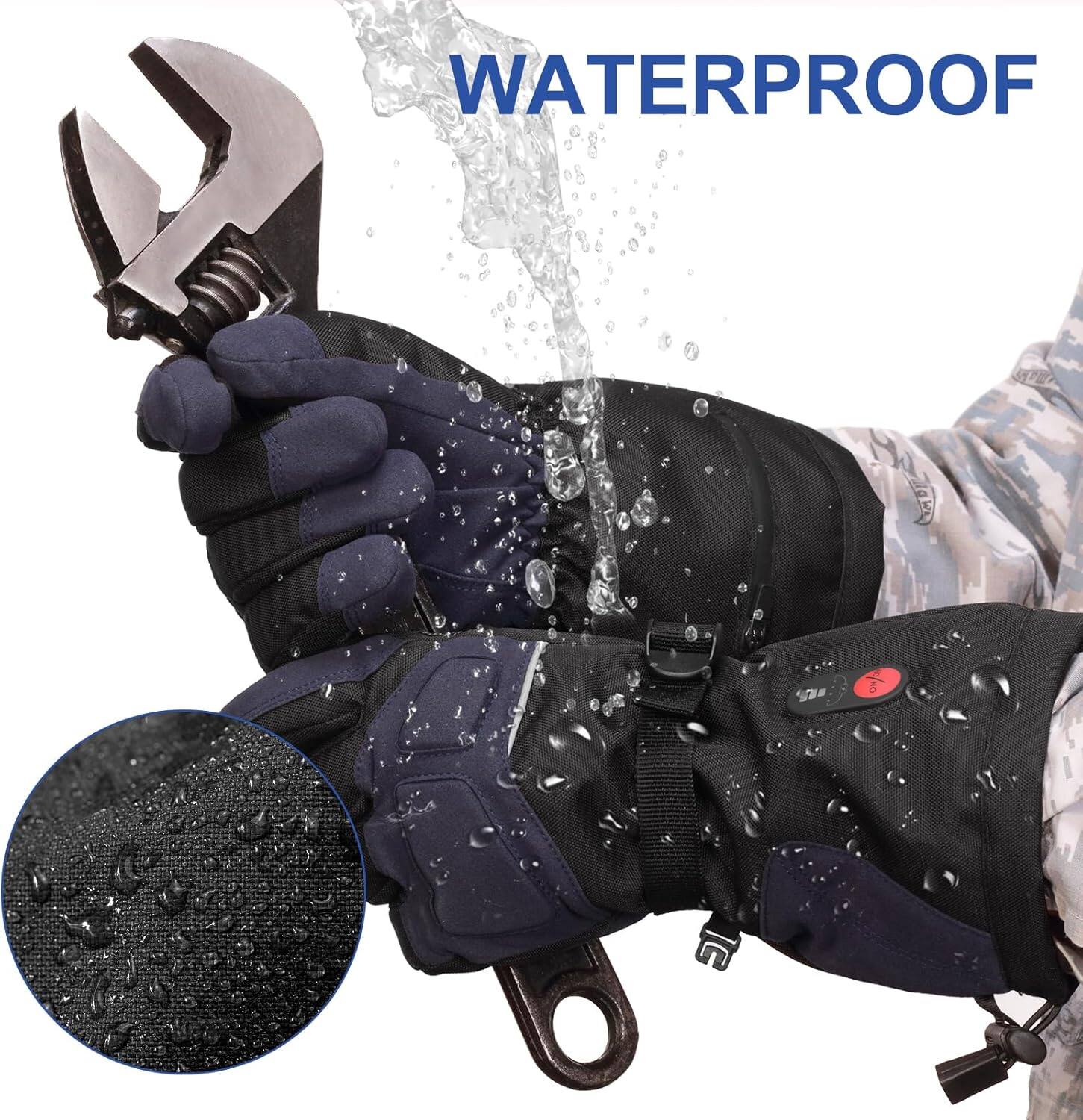 Alt View 3. Equipd - Rechargeable Heated Gloves with Battery, Windproof Touchscreen Ski and Work Gloves - Blue.