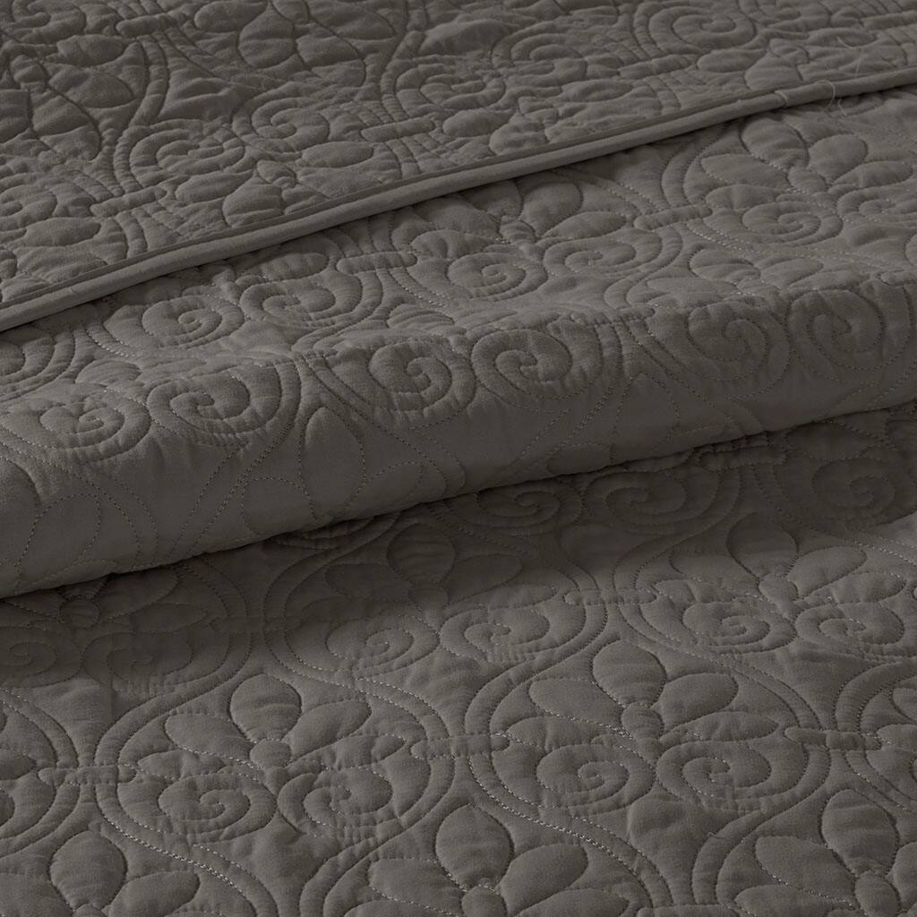 Alt View 5. Gracie Mills - Gracie Mills Sandy Reversible Bedspread Set with Classic Stitch Pattern - Dark Grey.