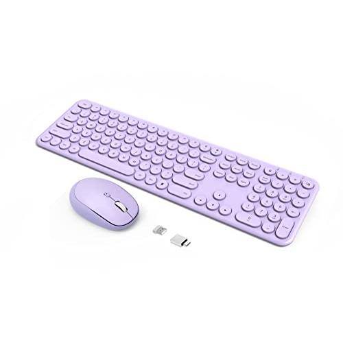 Front. Cozy Serene - Wireless Mouse Combo - hz Aesthetic Quiet Pink And 110 Keys Full Size Ultra-thin For Laptop Computer Pc Notebook - PURPLE.