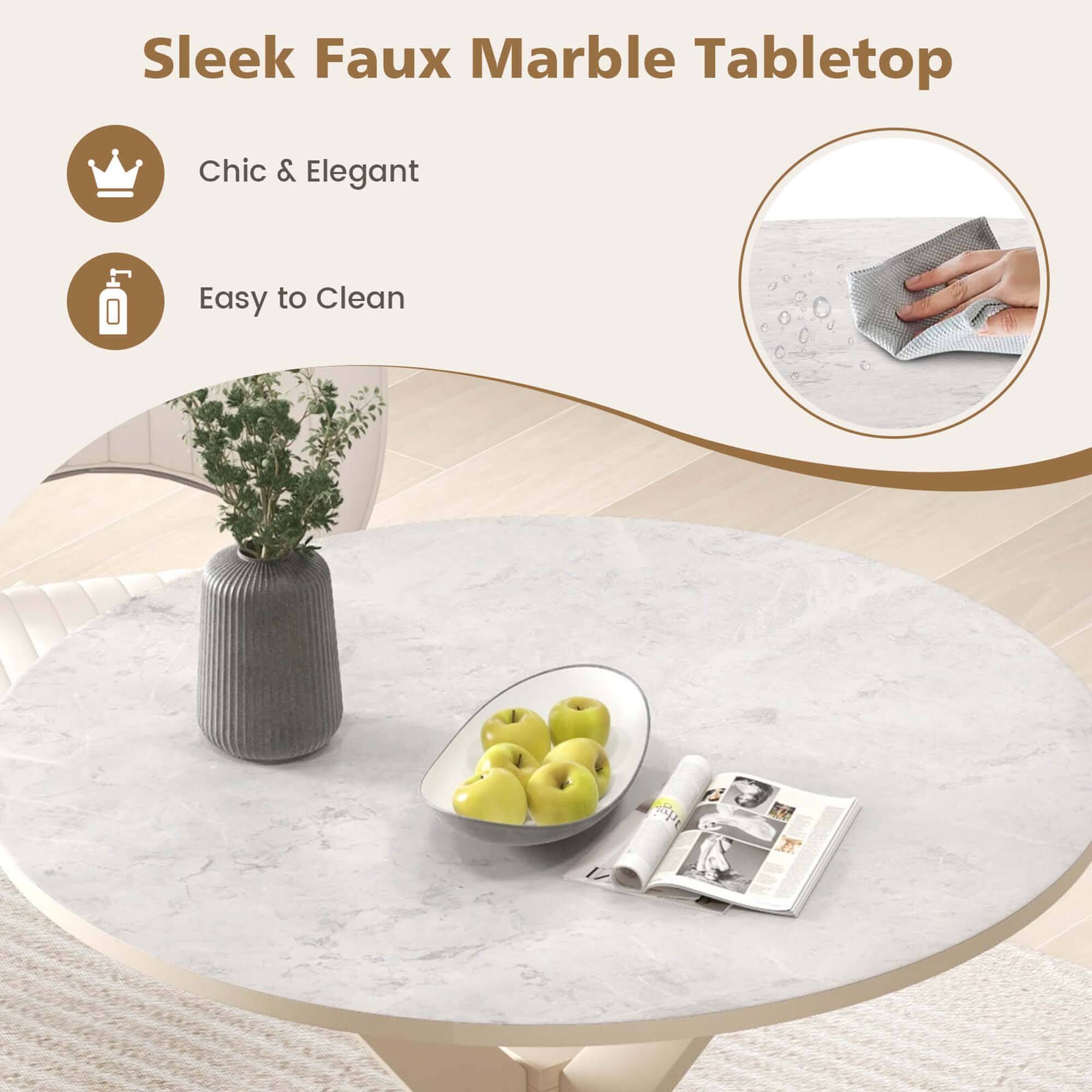 Sleek Faux Marble Tabletop Chic & Elegant Easy to Clean