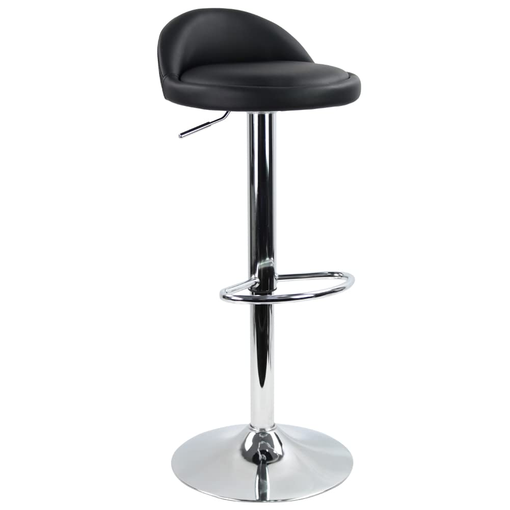 Alt View 5. JETRANSPORT - Pu Leather Round Bar Stool With Rest Height Adjustable Swivel Pub Chair Home Kitchen Stools Backless - Black.