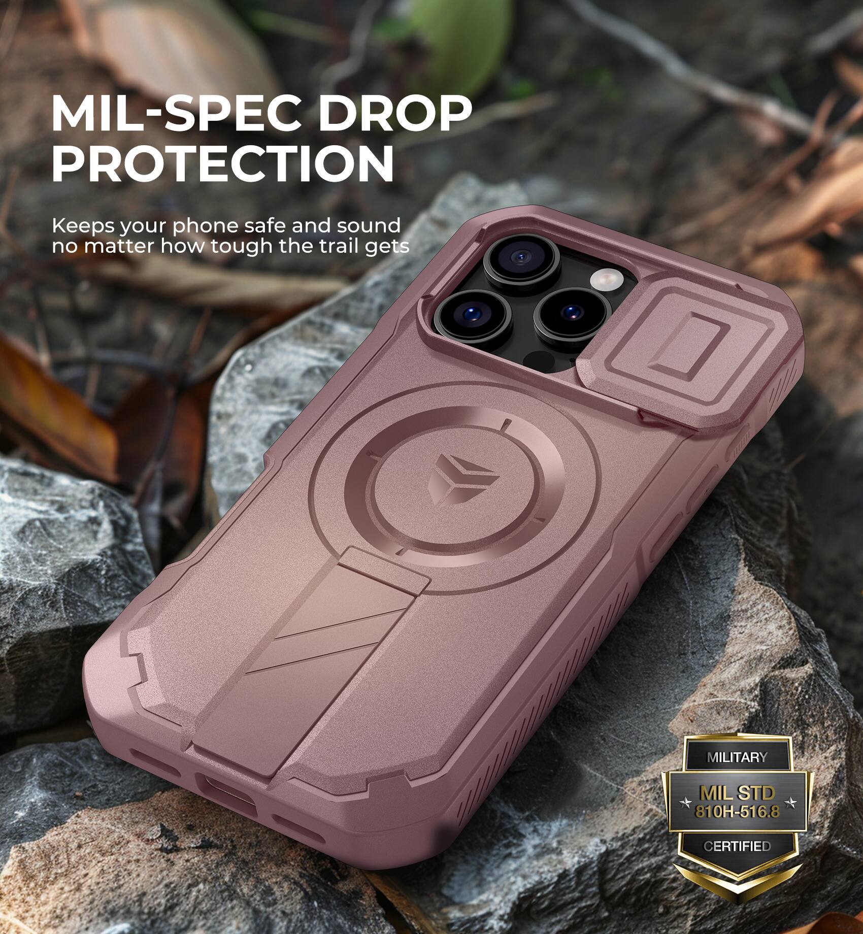 MIL-SPEC DROP PROTECTION
Keeps your phone safe and sound no matter how tough the trail gets
MILITARY MIL STD 810H-516.8 CERTIFIED