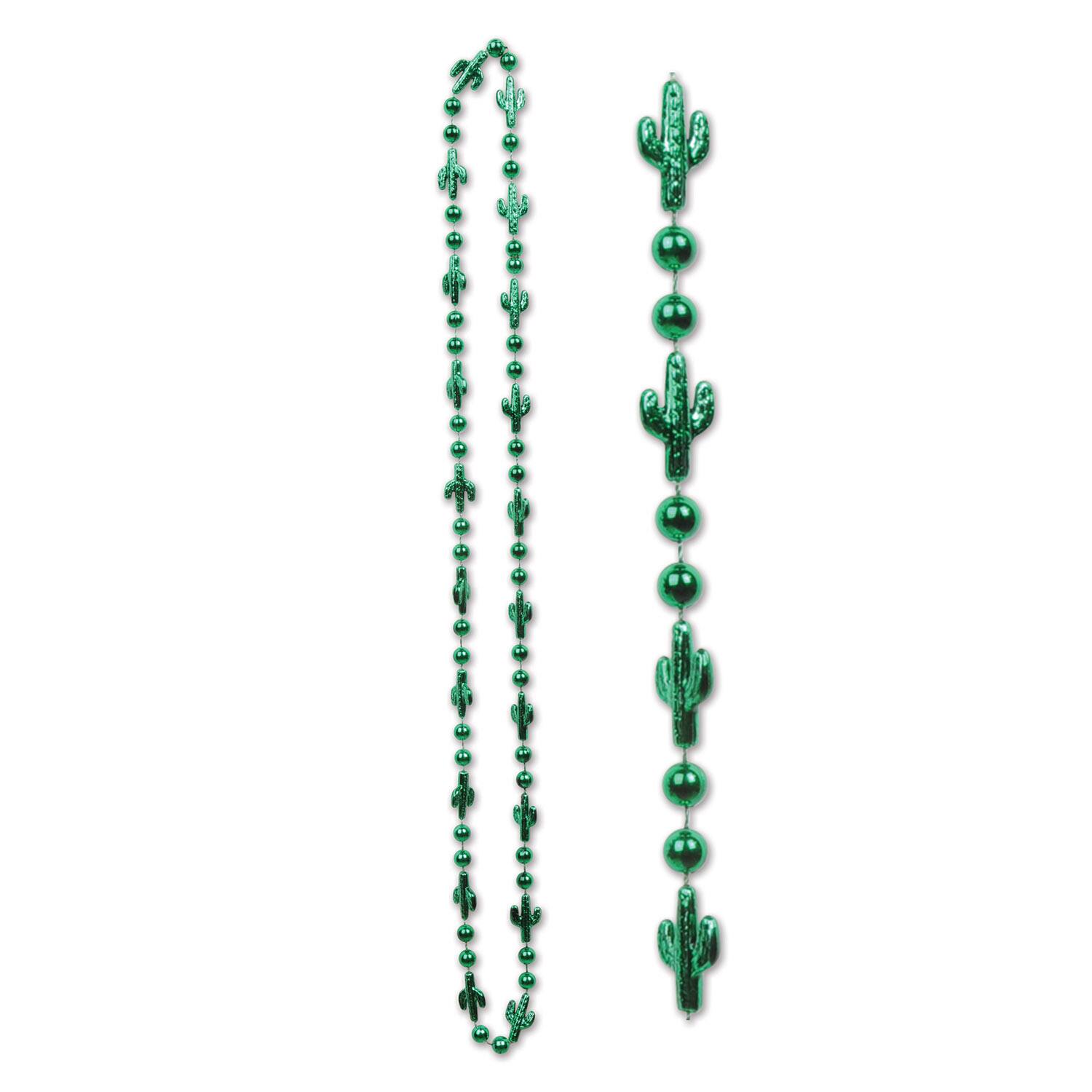 Front. The Beistle Company - Cactus Beads (Pack of 12) - Green.