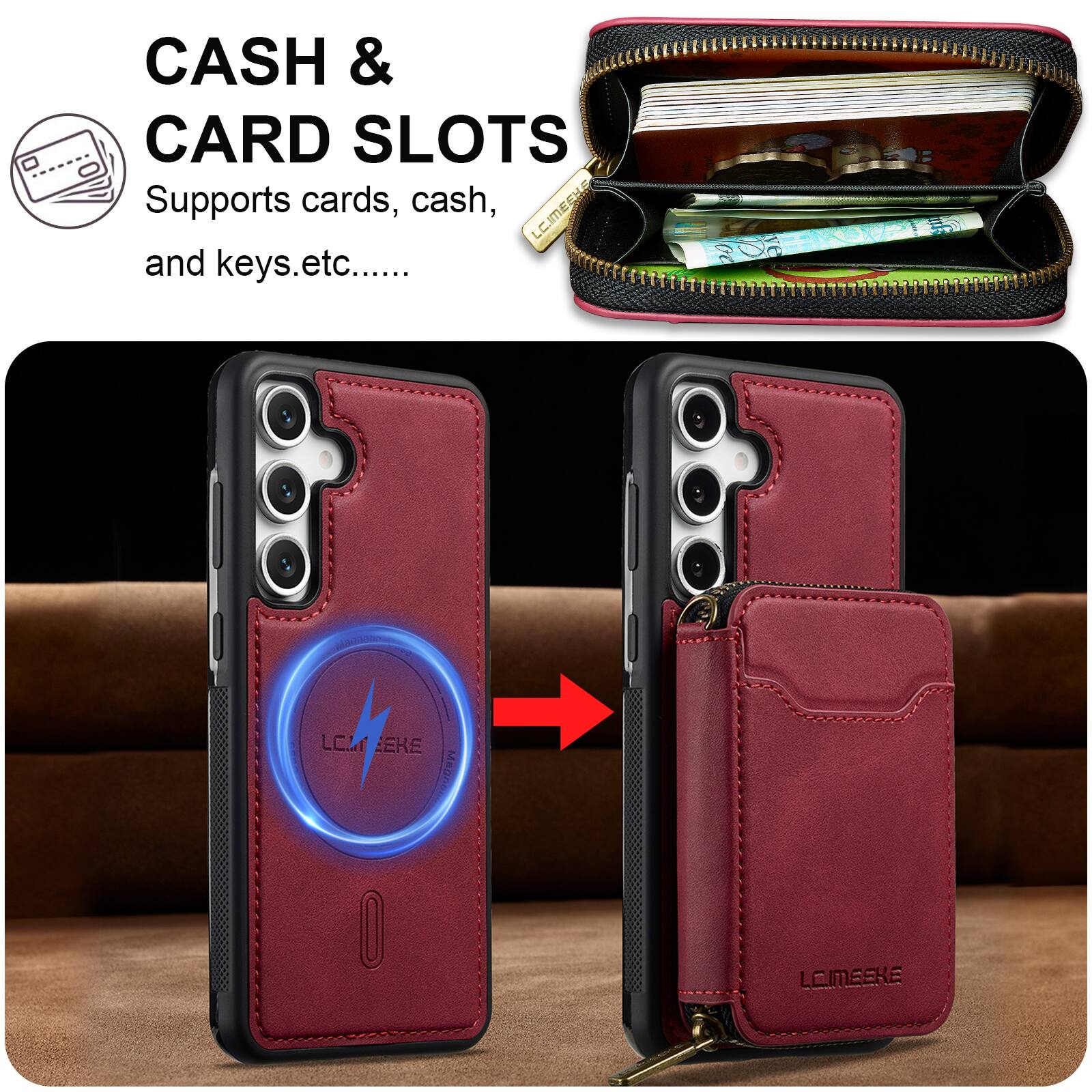 CASH & CARD SLOTS  
Supports cards, cash, and keys, etc.....