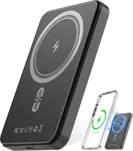 Core Tech - 5000mAh Magnetic Wireless Power Bank for iPhone 12/13/14/15/16 Series with USB-C Cable - Matte Black