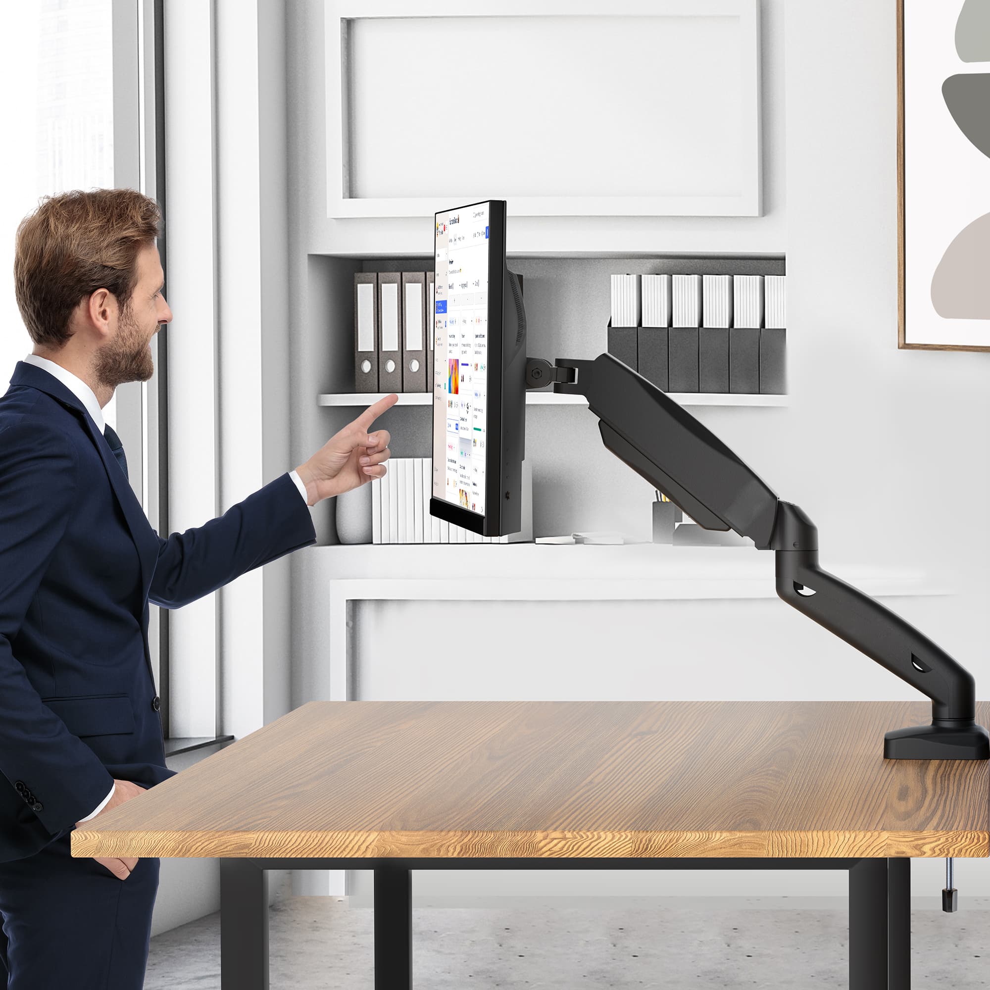Alt View 25. ACGAM - Single Monitor Arm, Fully Adjustable Spring-Assisted Monitor Desk Mount for Computer Screen 17-32 Inch and 4.4-19.8 lbs - Matte Black.