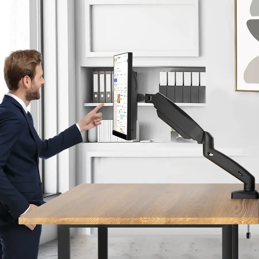 Alt View 25. ACGAM - Single Monitor Arm, Fully Adjustable Spring-Assisted Monitor Desk Mount for Computer Screen 17-32 Inch and 4.4-19.8 lbs - Matte Black.