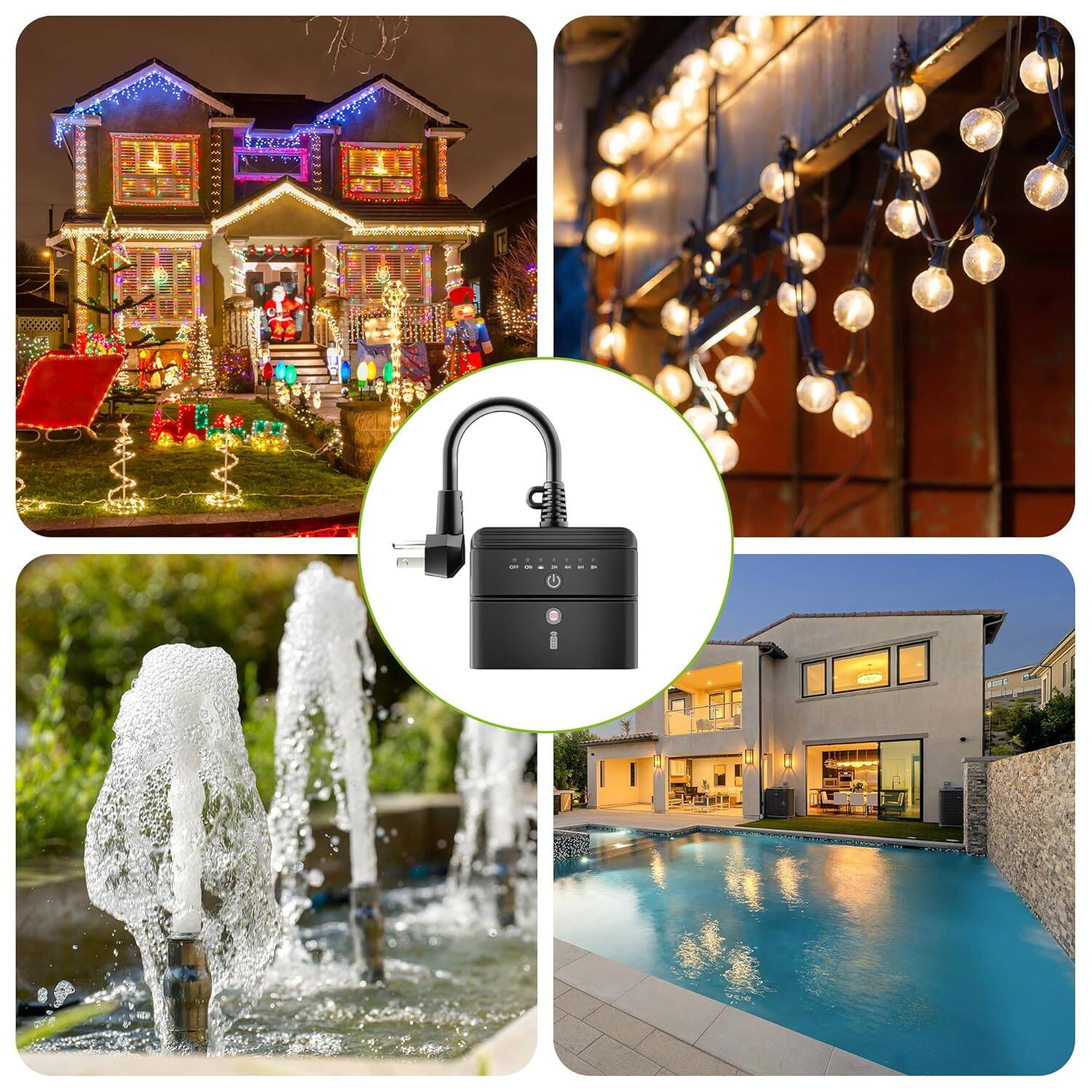 Alt View 3. BN-LINK - BN-LINK Outdoor Timer Outlet, Dusk-to-Dawn & 100ft Remote, 3 Grounded Outlets, 15A, ETL Listed - Black.