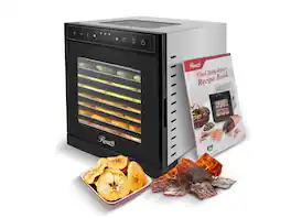 Rosewill - Food Dehydrator, 8 Trays, 48H Timer, 195F Control for Fruits, Veggies, Meats & Dog Treats - Black and Metallic