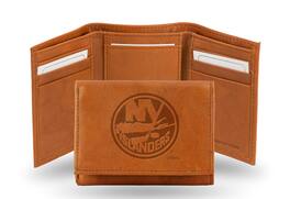 Rico Industries - New York N.Y. Islanders Tri-Fold Embossed Brown Leather Trifold Wallet - Multi