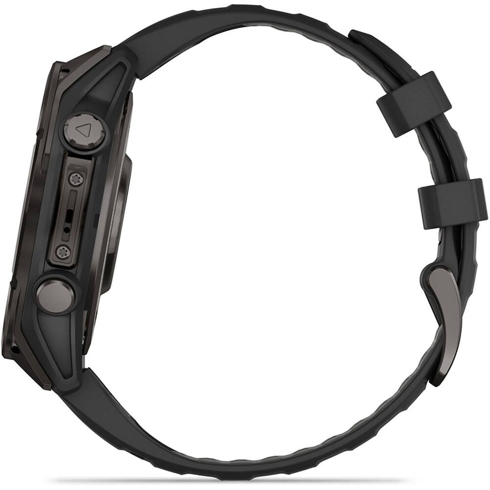 Alt View 3. Garmin - fēnix 8 AMOLED Sapphire GPS Smartwatch 47mm Fiber-reinforced polymer + 2-Year Extended Warranty Bundle - Carbon Gray DLC Titanium | Black/Pebble Gray Band.