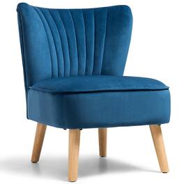 Costway - Armless Accent Chair Modern Velvet Leisure Chair Single Upholstered - Blue