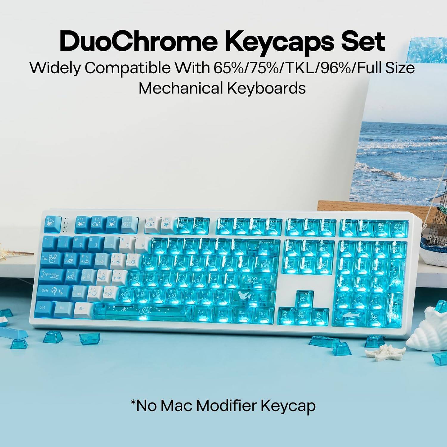 DuoChrome Keycaps Set  
Widely Compatible With 65%/75%/TKL/96%/Full Size Mechanical Keyboards  

*No Mac Modifier Keycap