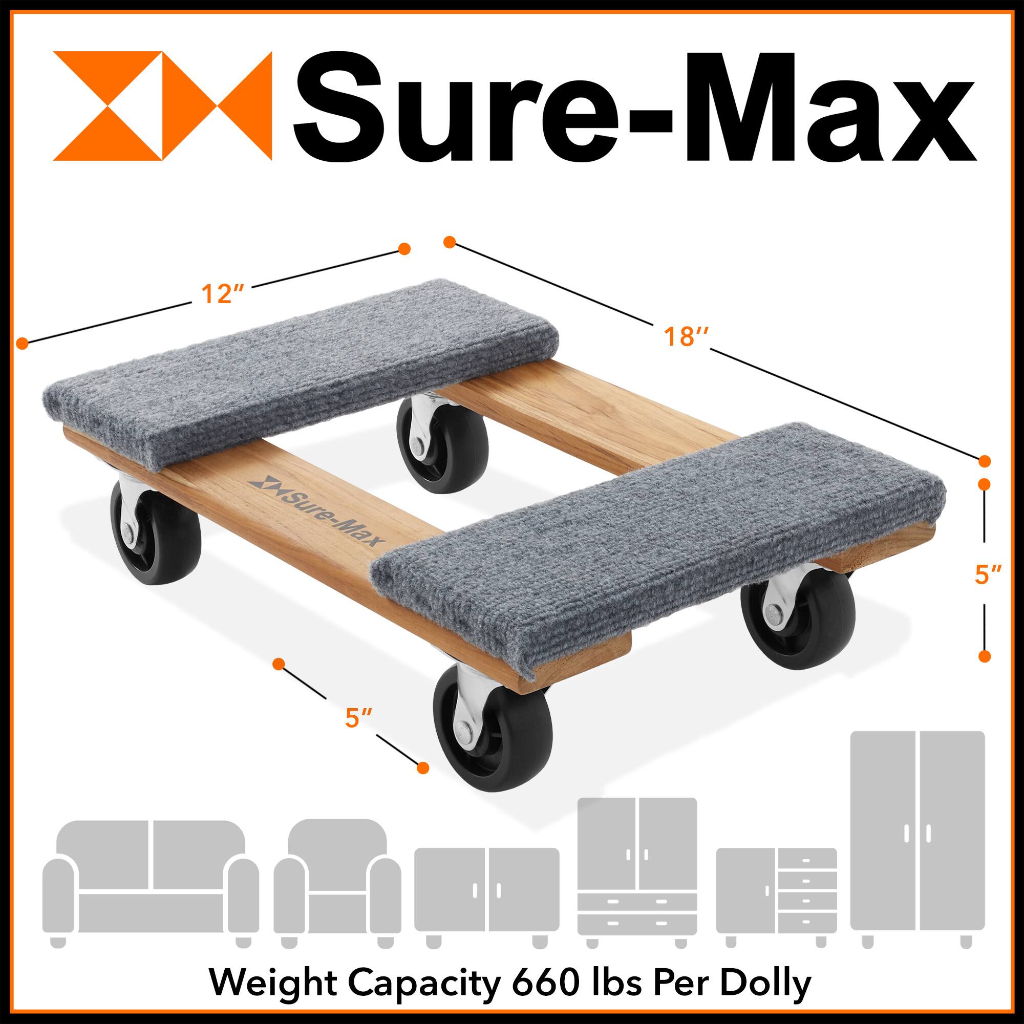 Sure-Max  
12" x 18" DMSure-Max  
5" x 5"  
Weight Capacity 660 lbs Per Dolly