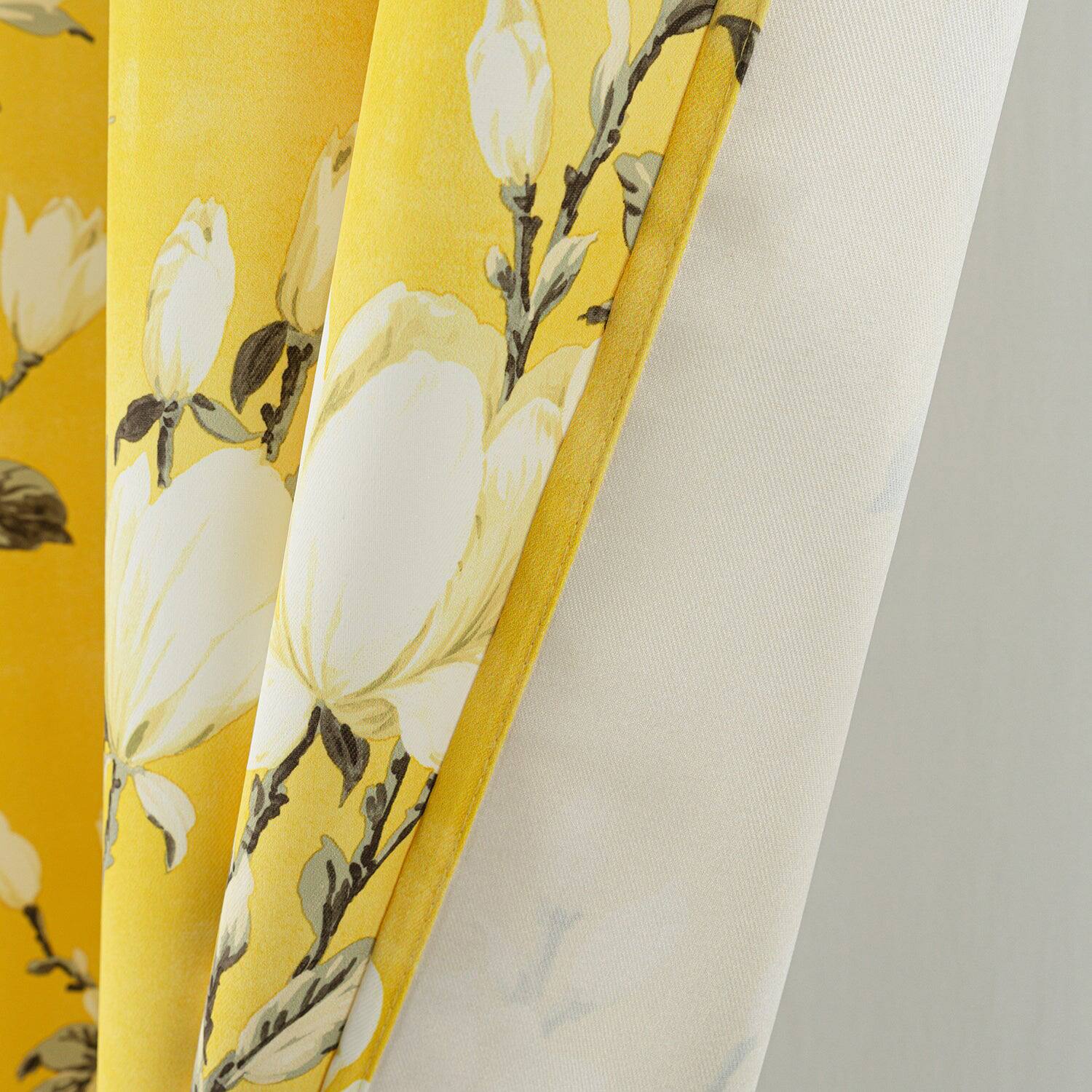 Alt View 1. Olivia Gray - Olivia Gray 100% Polyester 200 GSM Blossom Printed Blackout Grommet Curtain Panel 54" x 90" Yellow - Yellow.