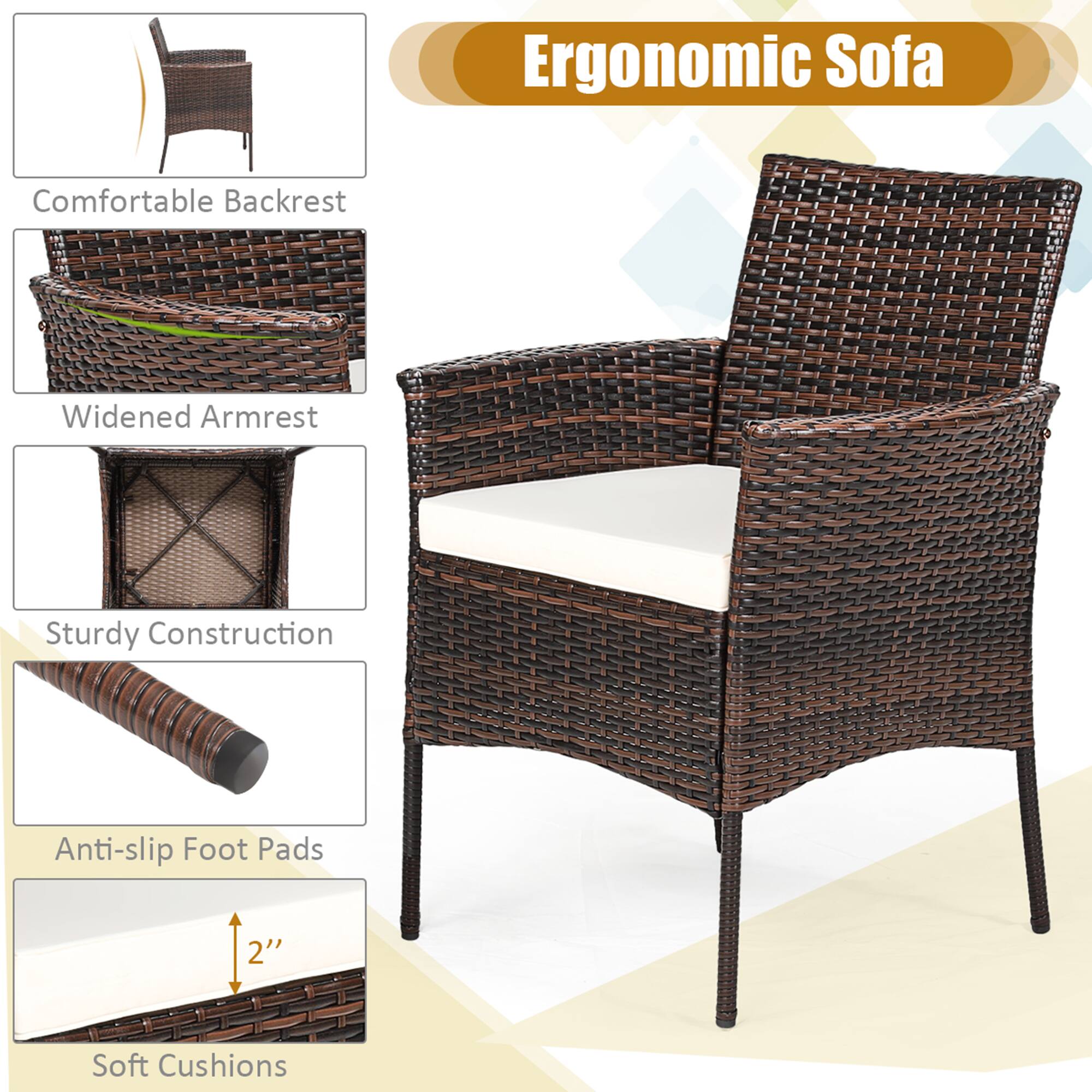 Ergonomic Sofa
Comfortable Backrest
Widened Armrest
Sturdy Construction
Anti-slip Foot Pads
Soft Cushions