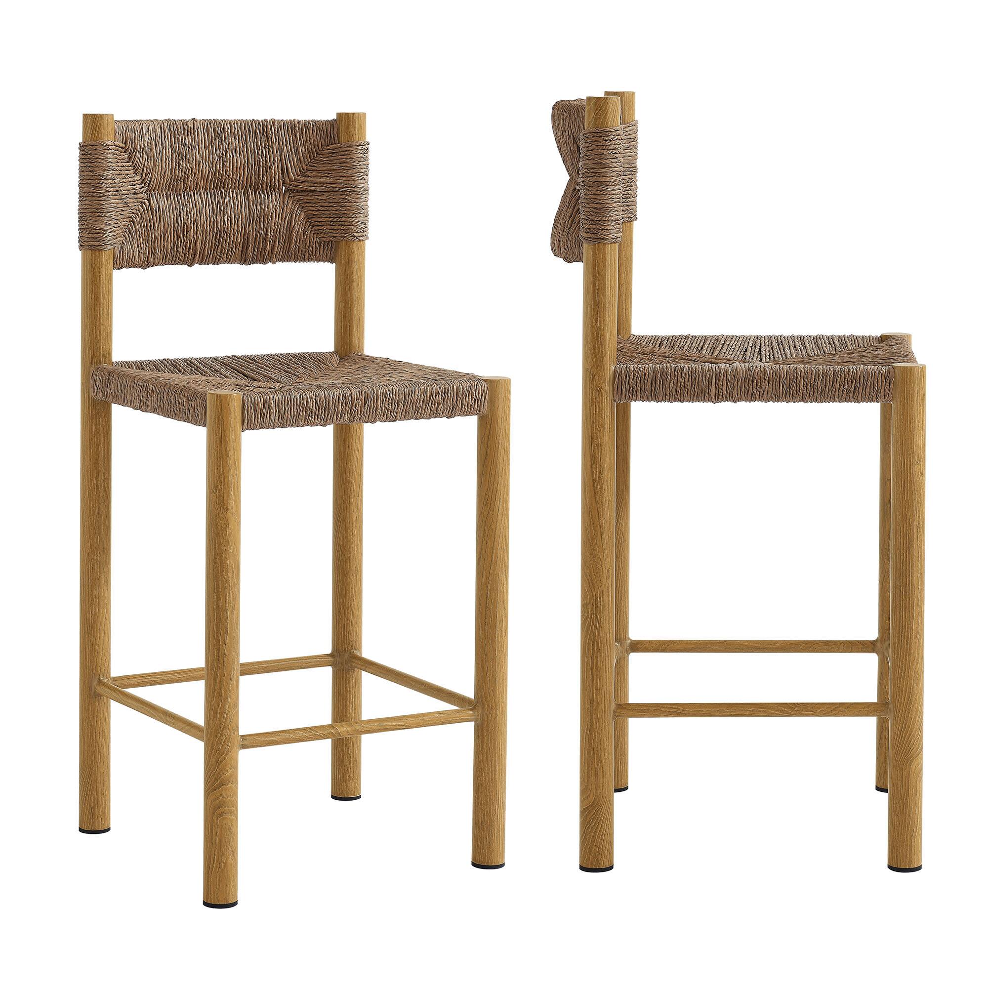 Angle. Modway - Parkland Outdoor Patio Rattan and Aluminum Counter Stools Set of 2 by Modway - Natural.